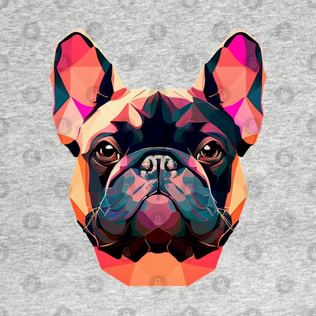 French Bulldog Geometric Portrait - Sunset by Bondoboxy